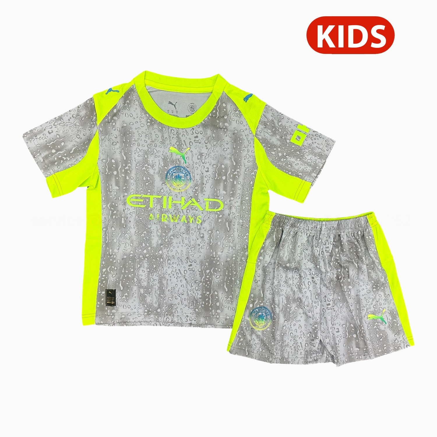 Manchester City 25-26 Third Gray Kids Kit - Unitedfutballjersey
