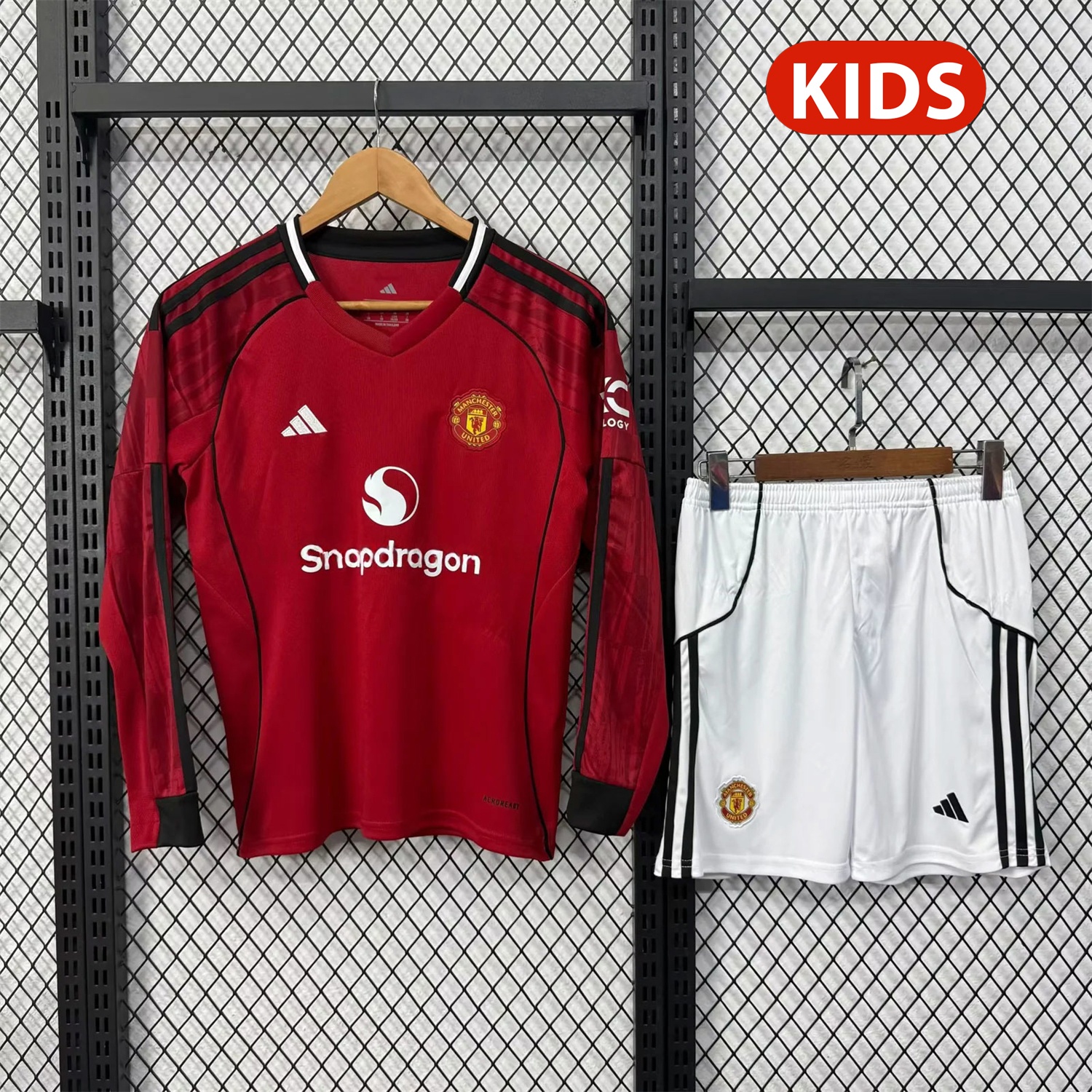 Manchester United 25-26 Home Long Sleeves Kids Kit - Unitedfutballjersey
