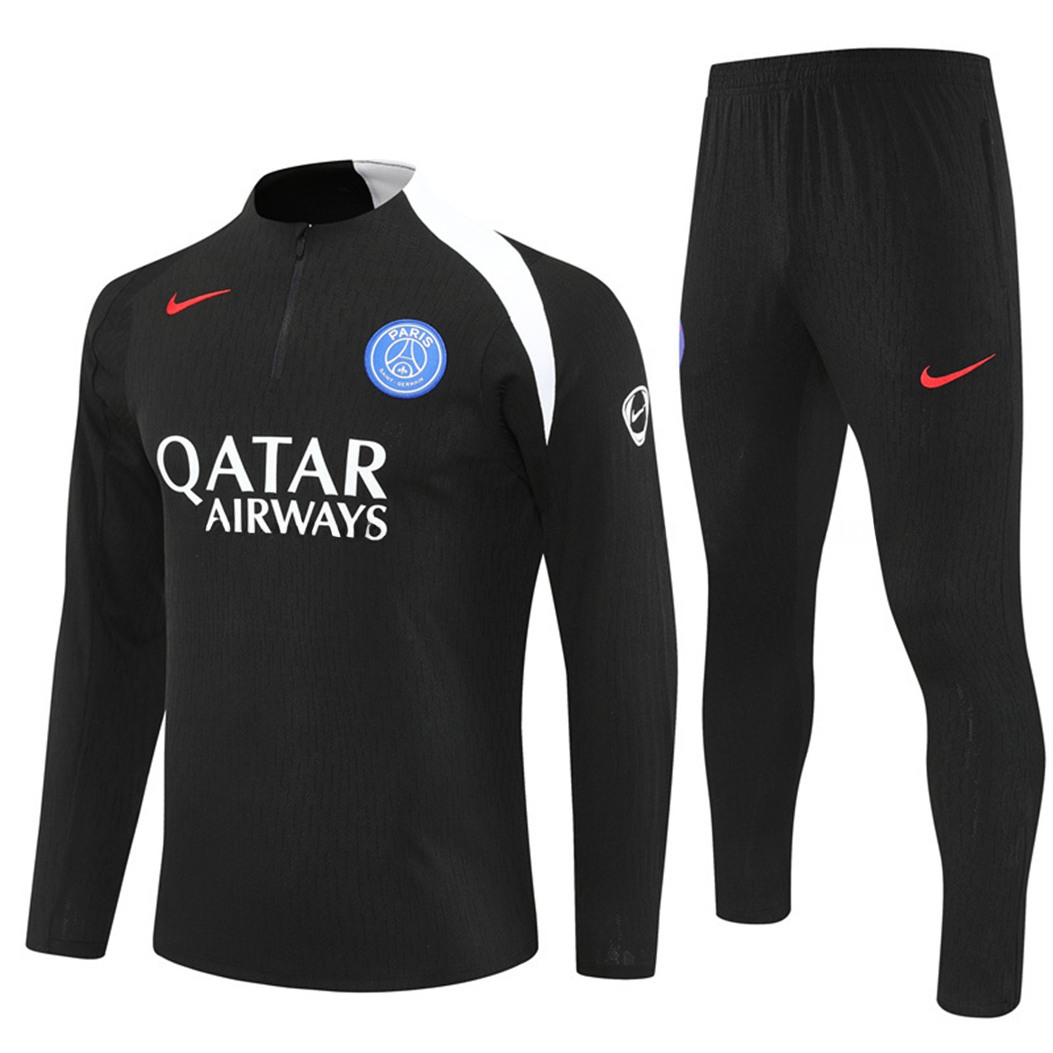 Paris Saint-Germain PSG 25-26 Long Sleeve Training Set - Player Version - Black Top and Black Pants - Unitedfutballjersey