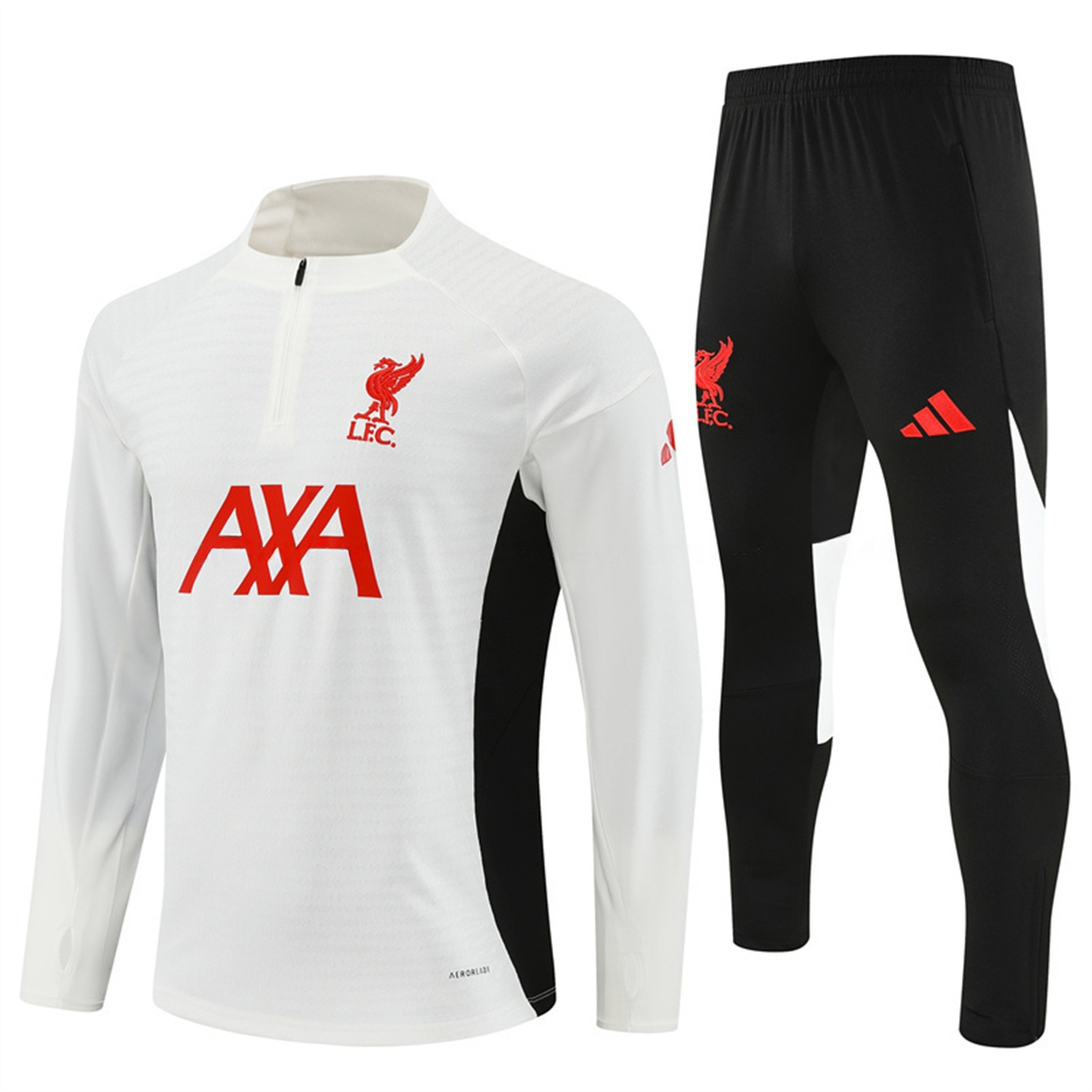 Liver.pool 25-26 Long Sleeve Training Set - Player Version - White Top & Black Pants - Unitedfutballjersey