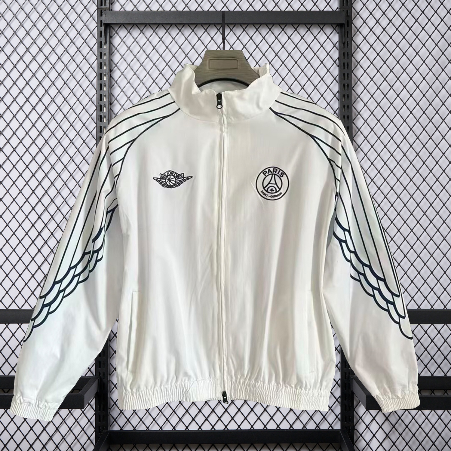 Paris Saint-Germain PSG 25-26 Windbreaker Jacket - White And Grey - Unitedfutballjersey