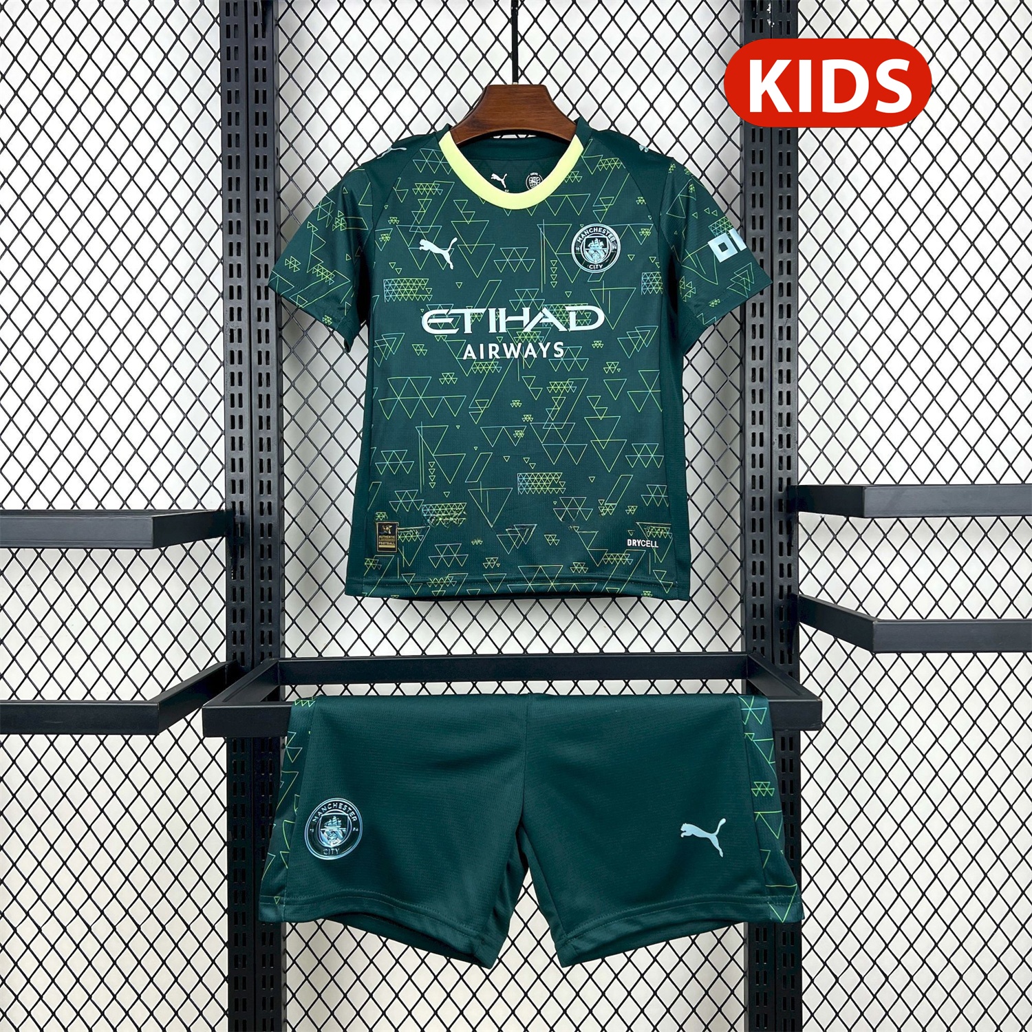 Manchester City 25-26 Fourth Green Kids Kit - Unitedfutballjersey