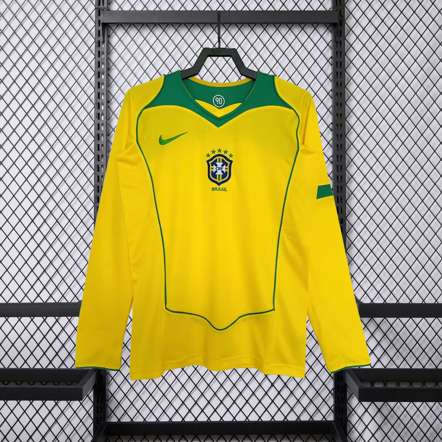 Retro Brazil 2004 Home Long Sleeves Jersey - Unitedfutballjersey