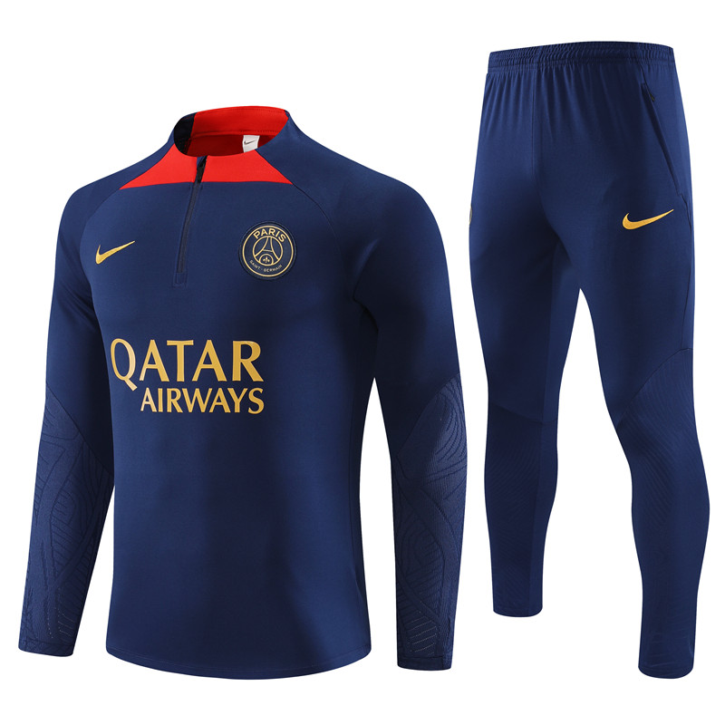 Paris Saint-Germain PSG 23-24 Kids Long Sleeve Training Set Royal Blue - Unitedfutballjersey