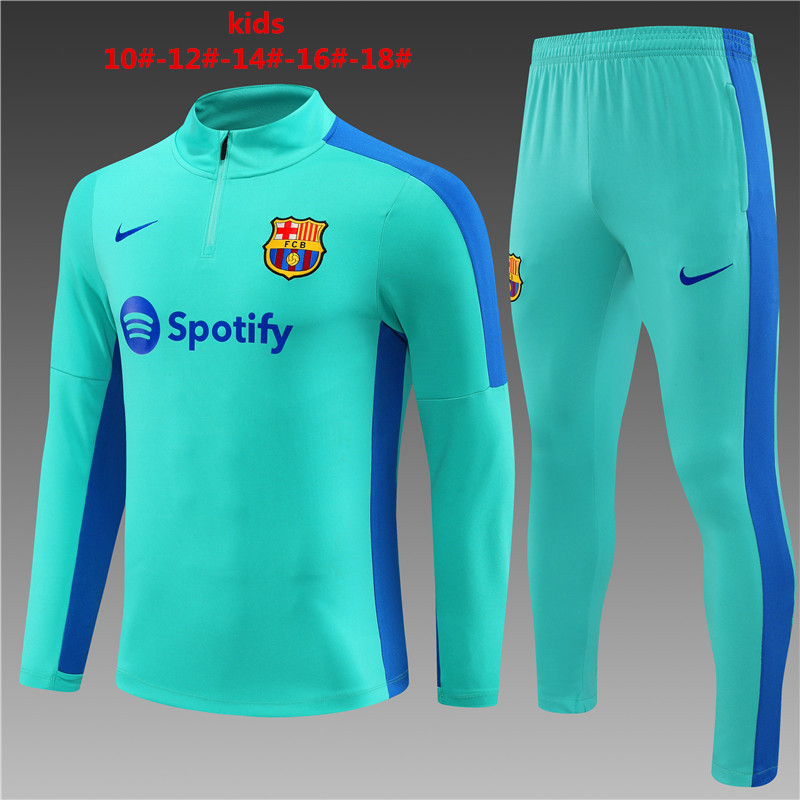 B.A.R.S.A 23-24 Kids Long Sleeve Training Set Lake Blue and Royal Blue - Unitedfutballjersey