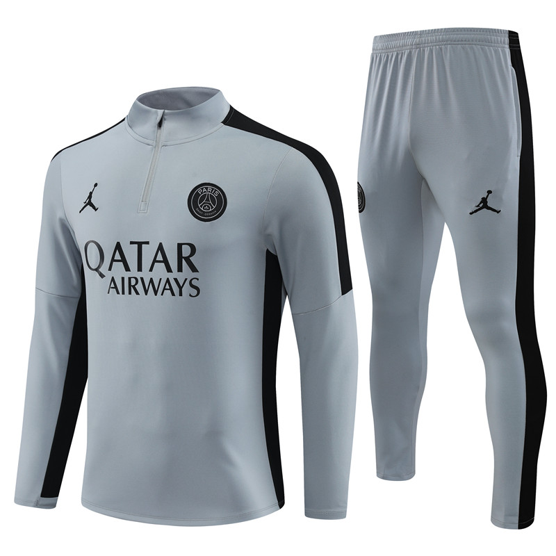 Paris Saint-Germain PSG 23-24 Kids Long Sleeve Training Set Light Gray - Unitedfutballjersey