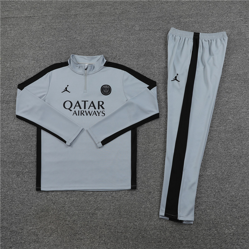 Paris Saint-Germain PSG 23-24 Kids Long Sleeve Training Set Light Gray - Unitedfutballjersey