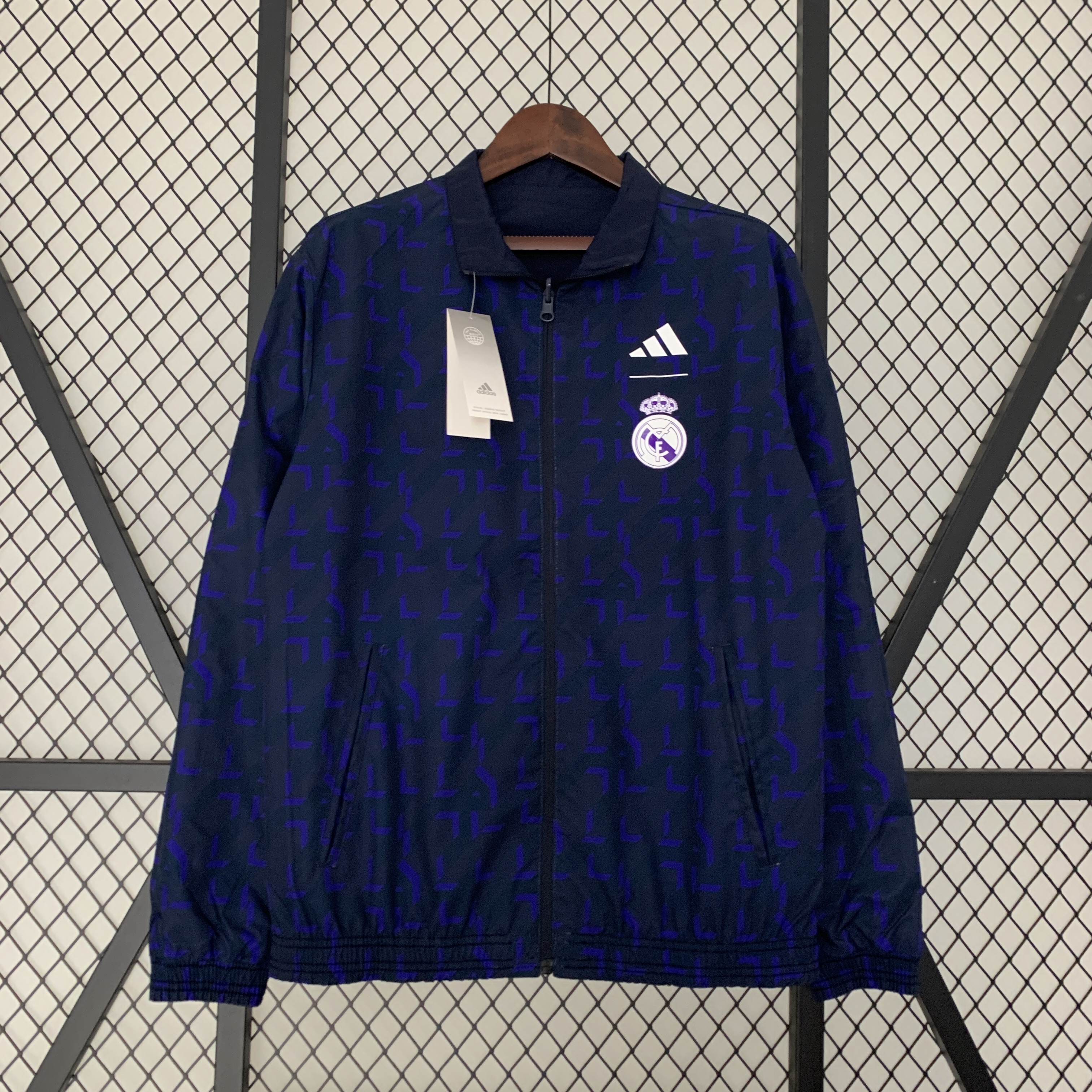 Real Madrid 23-24 Houndstooth Pattern Limited Edition Player Reversible Windbreaker - Unitedfutballjersey