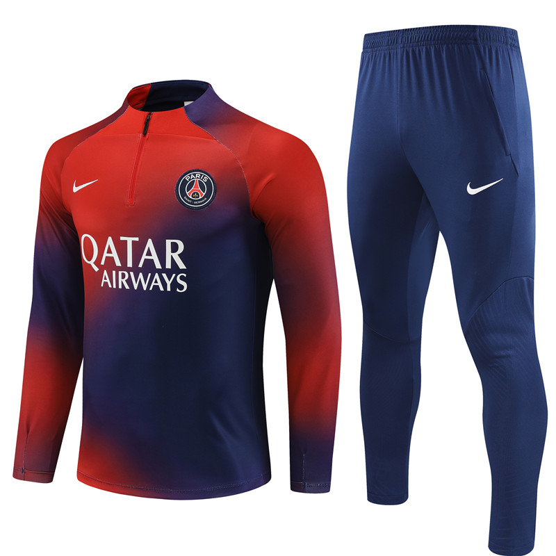 Paris Saint-Germain PSG 23-24 Kids Long Sleeve Training Set Red and Blue - Unitedfutballjersey