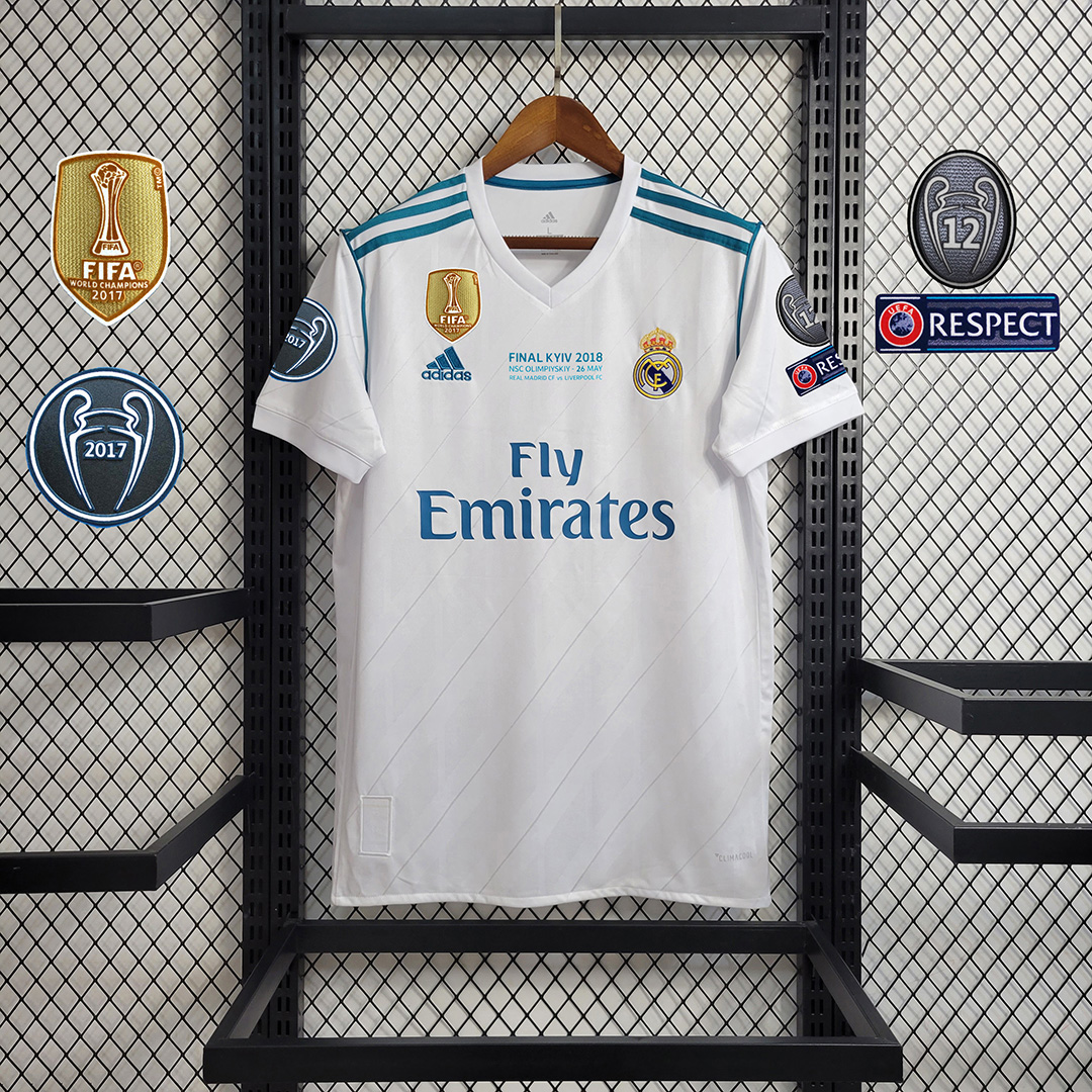 Retro Real Madrid 17-18 Home Jersey - with Champions League Final Final - Unitedfutballjersey
