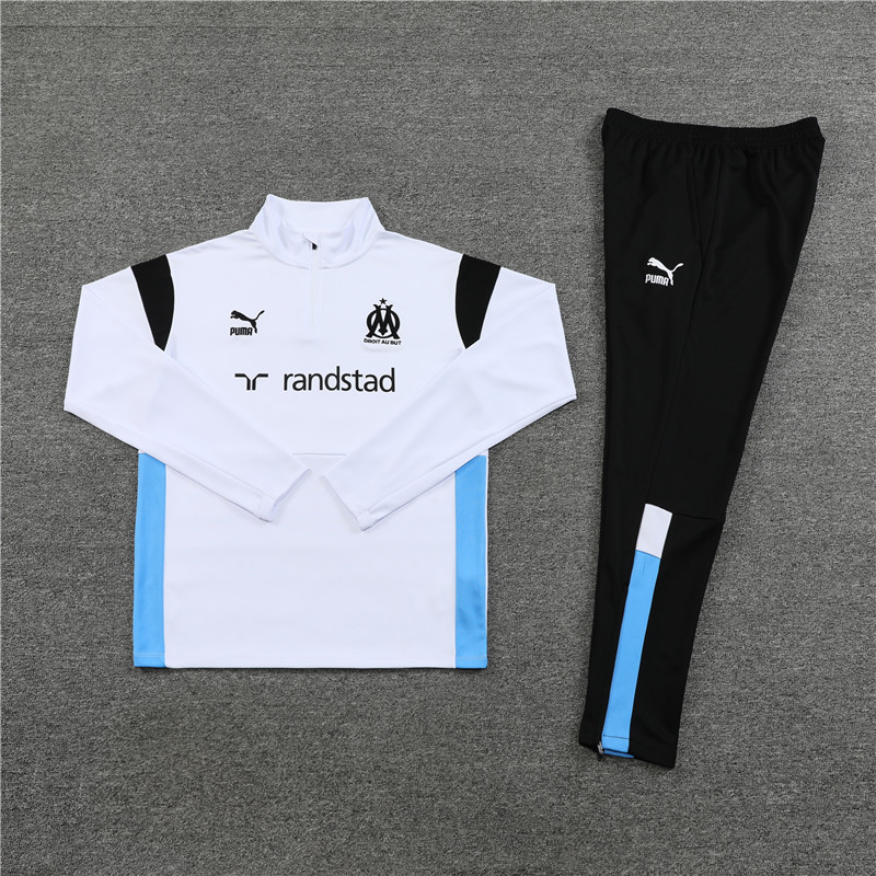 Marseille 23-24 Long Sleeve Training Set 23-24 Kids Long Sleeve Training Set White - Unitedfutballjersey