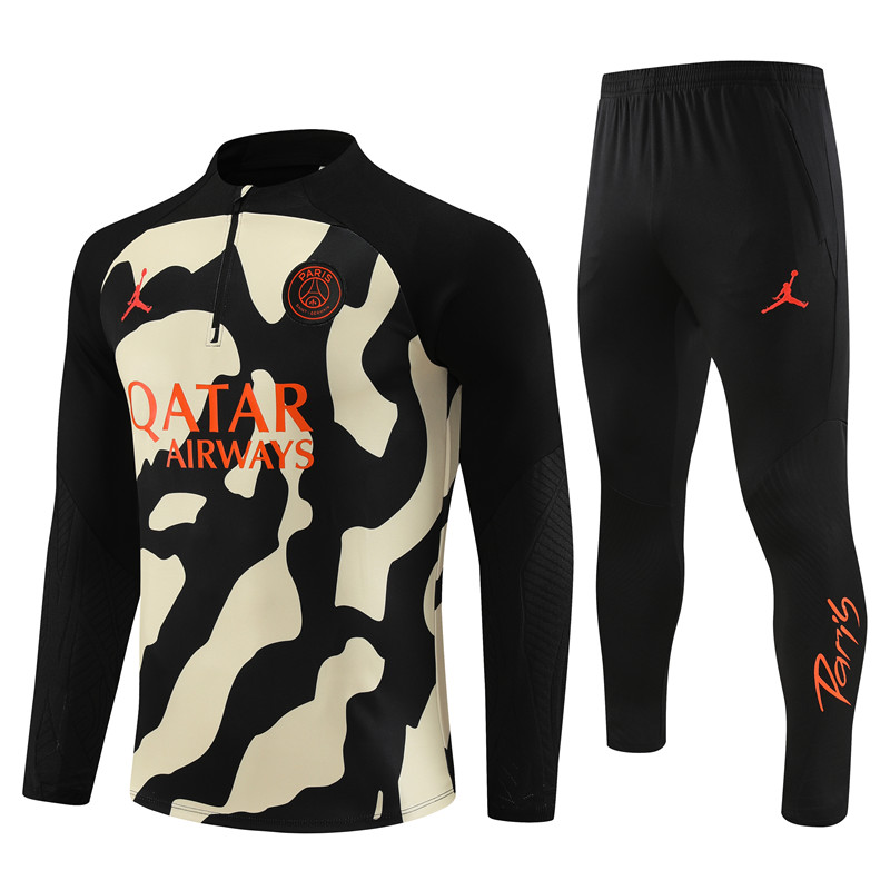 Paris Saint-Germain PSG 23-24 Kids Long Sleeve Training Set Yellow and Black - Unitedfutballjersey